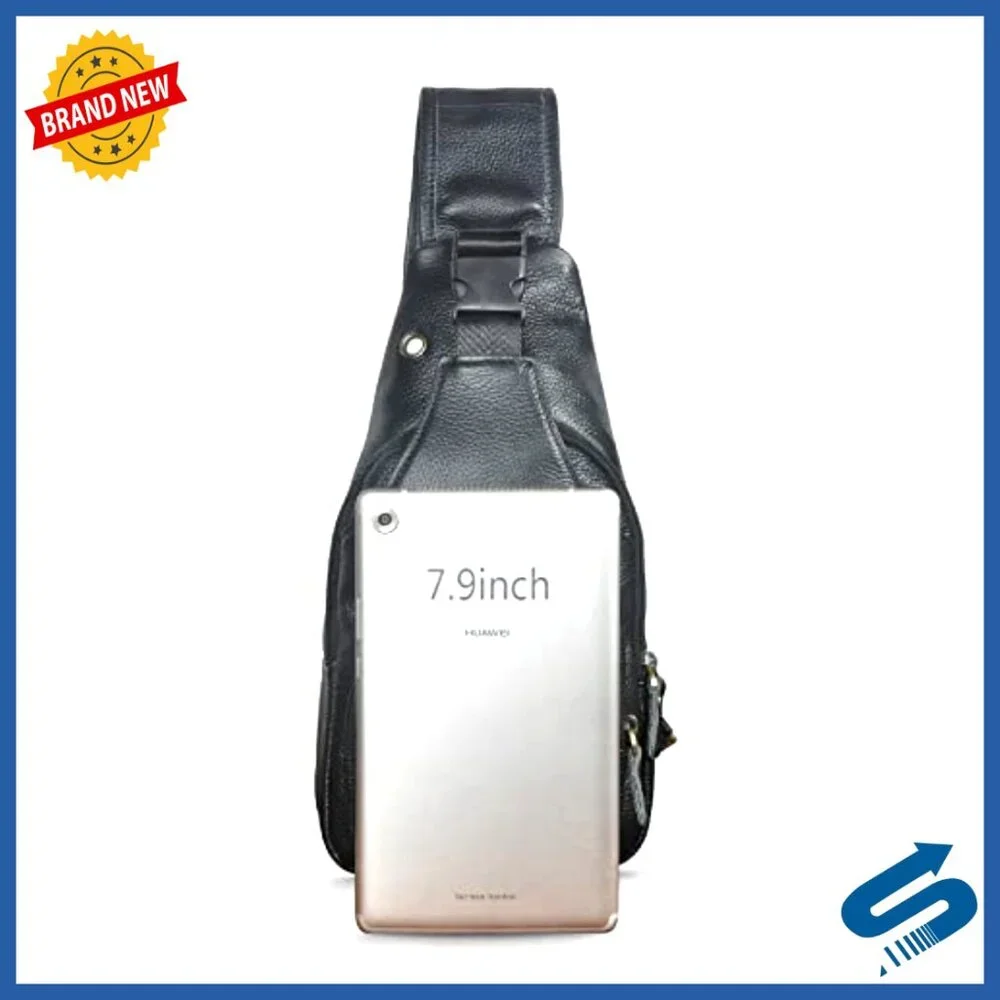 Genuine Leather Crossbody Sling Bag for Hiking Travel Tablet Fits